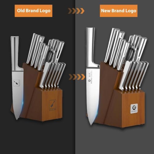 imarku 15-Piece Knife Block Set Built-in Sharpener, Santoku for kitchen - Image 5