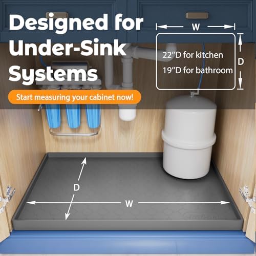 Jin&Bao Under Sink Mat 31" x 19" Waterproof Silicone Cabinet Kitchen Liner - Image 6