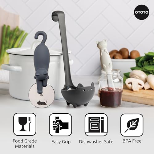 OTOTO Muscateers Bundle of Mary Cat, Katie, Kitty - Jar Scraper Spatula, Soup Ladle, Pizza Cutter - Cute Kitchen Accessories, Spooky Gothic Cat Gifts for Women, Kitchen Gifts, Halloween Gifts - Image 6