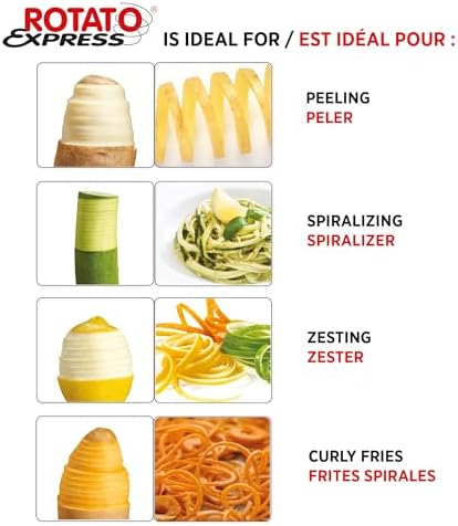 Starfrit Rotato Express Electric Peeler - 2 Spare Blades - Safe & Easy to Use - Effortlessly Peels Vegetables and Fruit,(Pack of 6) - Image 5
