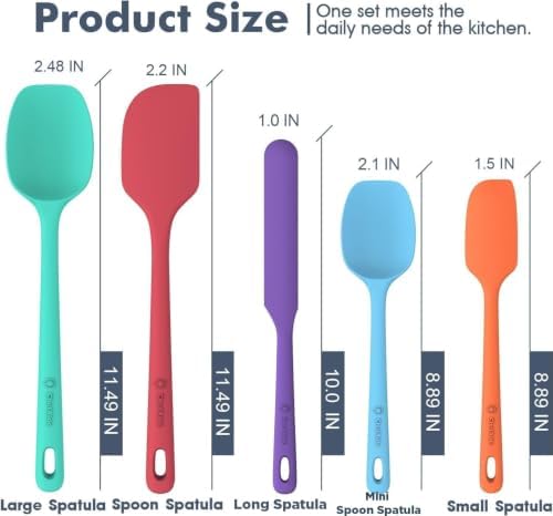 ChefAide 5 Pieces Silicone Spatulas Set, Heat Resistant Rubber Spatula - Image 2