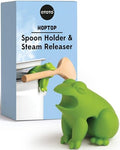 OTOTO New HopTop Frog Spoon Holder for Stove Top - Spoon Rest for Stove Top and Steam Releaser, Cute Kitchen Accessories, Cooking, Cool Gadgets, Fun Kitchen Gifts, White Elephant Gifts by OTOTO