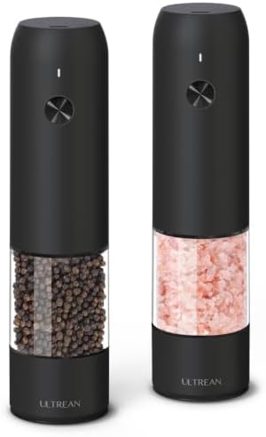 Ultrean Electric Salt and Pepper Grinder Set, Rechargeable,Matte Black by Ultrean