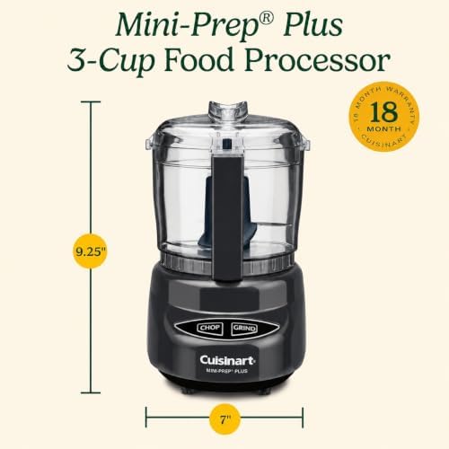 Cuisinart Mini-Prep Plus Food Processor, 24-Ounce Mini Food Processor to Chop Herbs, Vegetables, and Hard Cheese, 24-Ounce Work Bowl, Reversible Stainless Steel Blade, DLC-2AMGSLT, Dark Grey - Image 2