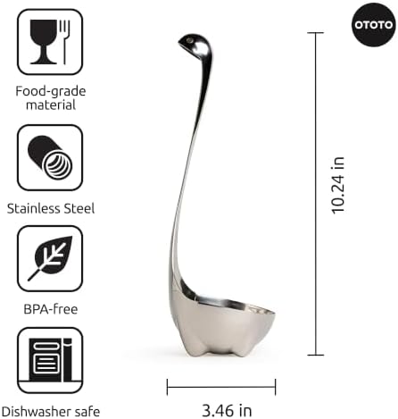 OTOTO The Original Nessie Stainless Steel Ladle - Soup Ladle, Cute Gifts, Funny Kitchen Gadgets, Loch Ness design, Cooking Gifts, BPA Free - Image 5