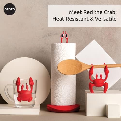 OTOTO 2 in 1 Silicone Spoon Rest & Steam Releaser - Large Spoon Holder for Stove Top - Unique and Useful Gift for Cooking - Heat Resistant Utensil Rest, Kitchen Gadgets, Red Gift (Red the Crab) - Image 5