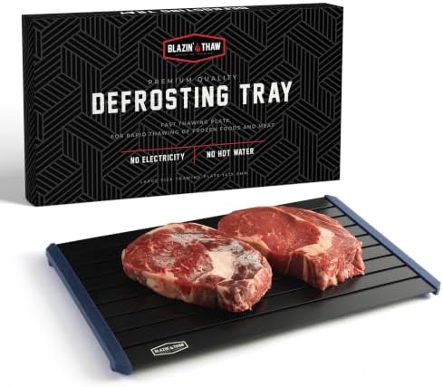 BLAZIN' THAW Defrosting Tray for Frozen Meat | 14” Large-Size | Aluminium Plate for Thawing Frozen Food | Natural Thawing Process | No Microwaves, No Cold/Warm Water Required | by BlazinThaw