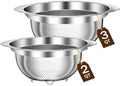 Stainless Steel Strainers for Kitchen, Stainless Steel Colander, Kitchen Strainer for Pasta Fruit Veggie Hot Food, 2 Pack Strainers and Colanders(2QT & 3QT), Dishwasher Safe, Silver by STOCKPOT