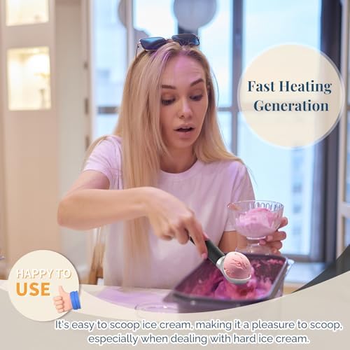 Heated Ice Cream Scoop Rechargeable, Electric Warming Ice Cream Scooper with LED Display, Heats to 158°F for Hard Ice Cream, Easy for Seniors & Kids, IP67 Waterproof (Black, 2 oz) - Image 6