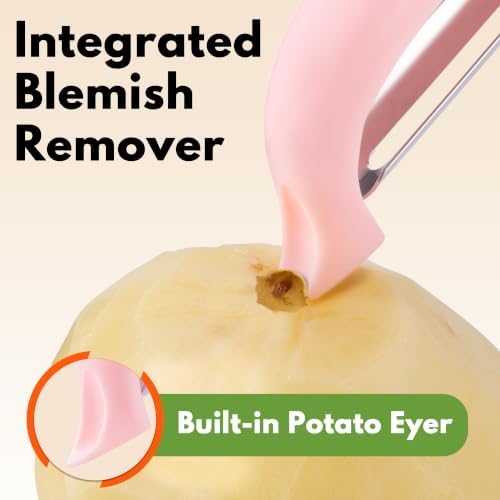 Rainspire Vegetable Peeler Potato Peelers for Kitchen, Sharp Stainless Steel Blades Veggie, Comfortable Handle Fruit Peeler, Carrot Peeler Apple Peeler Dishwasher Safe (2, Pink) - Image 4