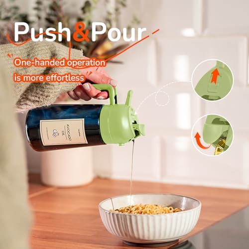 TrendPlain 16oz/470ml Blue Glass Olive Oil Sprayer for Cooking - 2 in 1 Olive Oil Dispenser for Kitchen Gadgets, Air Fryer, Salad, and BBQ - Green - Image 5