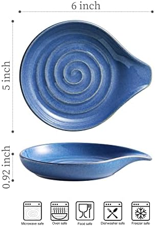 Spoon Rest, Large Ceramic Spoon Holder for Stove Top, Heat-Resistant Cooking Spoon Rest for Kitchen Counter Decor, 5 Inches, Blue - Image 3