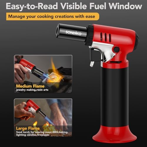 Sondiko Butane Torch, Refillable Soldering Torch with Visible Fuel Window - Image 2