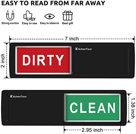 KitchenTour Clean Dirty Dishwasher Magnet - Upgrade Super Strong Magnet Version - Easy to Read Non-Scratch Magnetic Indicator Sign with Clear, Bold & Colored Text - Black - Image 2