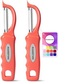 Rainspire Vegetable Peeler Potato Peelers for Kitchen, Sharp Stainless Steel Blades Veggie, Comfortable Handle Fruit Peeler, Carrot Peeler Apple Peeler Dishwasher Safe, Coral, 2-Pack by Rainspire