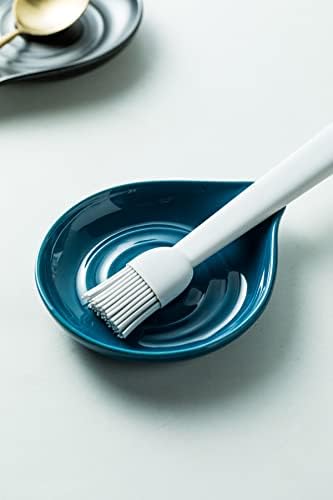 Spoon Holder, Ceramic Spoon Rest for Kitchen Counter Farmhouse Cooking, Large Utensil Rest for Spoons, Ladles, Tongs, Spatula, 5 Inches (Blue) - Image 4