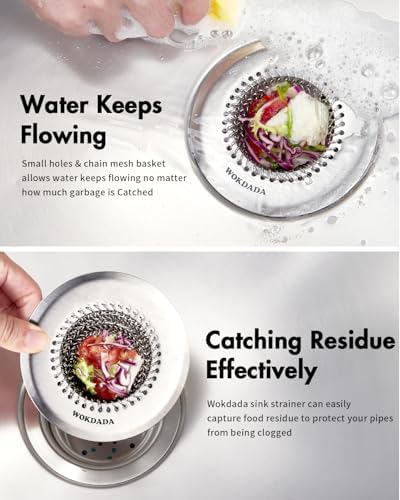 2 Pack Kitchen Sink Drain Strainer,Patented Reversible Chain Mesh Basket - Image 3