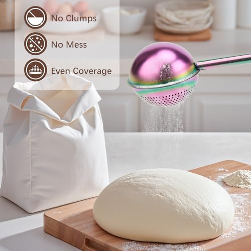HULISEN Flour Duster, 304 Stainless Steel Flour Sifter for Baking, Rainbow - Image 2