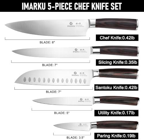 imarku 5PCS Kitchen Knife Set - Japanese High Carbon Stainless Steel Knives - Image 4