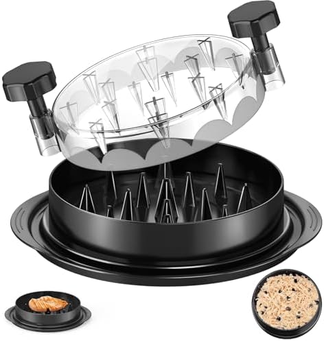 SoulLife Chicken Shredder 8 Inches, Chicken Shredder Tool Twist for Pork Beef Chicken, Meat Shredder, Clear Lid, Ergonomic Handle, Strong Anti-slip, BPA Free, Easy to Clean, Dishwasher Safe (Black) by SoulLife