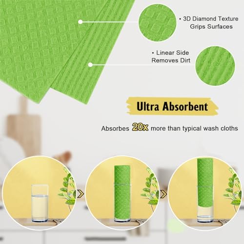 MoLKENE Swedish Dishcloths for Kitchen, 10 Pack Cellulose Sponge Cloths - Image 3