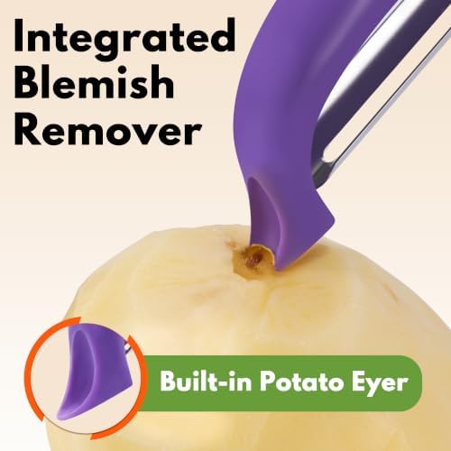Rainspire Vegetable Peeler Potato Peelers for Kitchen, Sharp Stainless Steel Blades Veggie, Comfortable Handle Fruit Peeler, Carrot Peeler Apple Peeler Dishwasher Safe, Purple, 1-Pack - Image 5