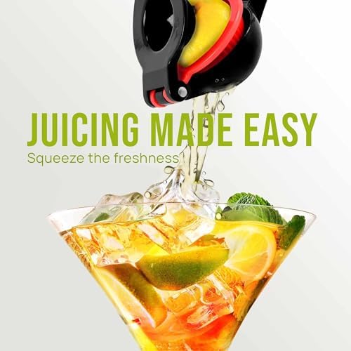 Zulay Kitchen Metal 2-in-1 Lemon Squeezer - Sturdy Max Extraction Hand Juicer Lemon Squeezer Gets Every Last Drop - Easy to Clean Manual Citrus Juicer - Easy-Use Lemon Juicer Squeezer - Black/Red - Image 3