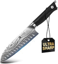 Santoku Knife 7 Inch with Sharp Japanese High Carbon Stainless Steel by FINTISO