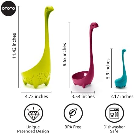 The Nessie Family by OTOTO - Pack of 3 Tea Infuser, Soup Ladle, and Colander - Cute Kitchen Accessories, Cooking Gifts, Funny Kitchen Gadgets, Kitchen Gifts - Image 2