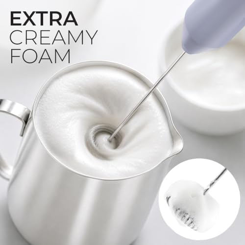 Zulay Kitchen Powerful Milk Frother AA Batteries Included – Ultra Fast Handheld Drink Mixer with Stainless Steel Whisk Stirrer for Coffee, Protein, Matcha & More, Frother Wand Electric Frothmate - Image 2