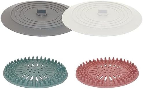 Shower Drain Hair Catcher Tub Stopper, V-TOP Drain Cover for Shower to Catcher Hair, Silicone Bathtub Drain Plug Suit for Bathroom Kitchen and Laundry, 4 Pack by V-TOP