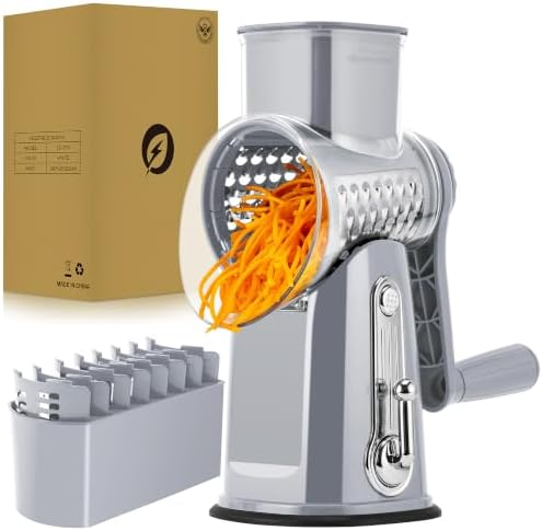 SUSTEAS Rotary Cheese Grater 5 Blades,Kitchen Mandoline Vegetable Slicer by SUSTEAS