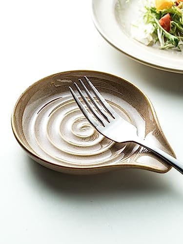 Spoon Holder, Porcelain Cooking Spoon Rest for Stove Top, Large Utensil Rest for Spoons, Ladles, Tongs, Spatula or Kitchen Counter Farmhouse Cooking, Coffee Bar Accessories, 5 Inches (Brown) - Image 6