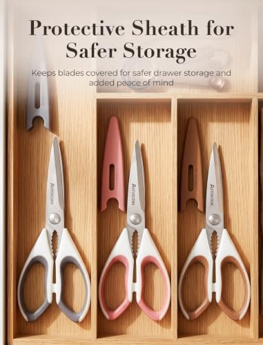 Astercook Kitchen Scissors, 3-Pack Heavy Duty Kitchen Shears with Stainless Steel Blades for Meat, Poultry, Herbs, Vegetables and Packaging, Dishwasher Safe - Image 7