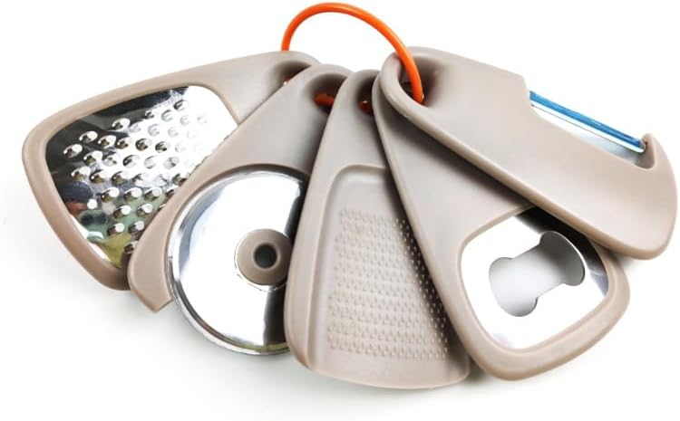 Kitchen Gadgets Set 5 Pieces, Space Saving Cooking Tools Kitchen Accessories-Garlic/Ginger Grinder, Cheese Grater, Vegetable/Fruit Peeler, Pizza Cutter, Bottle Opener, Gadgets Gift Set by WMM