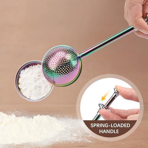 HULISEN Flour Duster, 304 Stainless Steel Flour Sifter for Baking, Rainbow - Image 3