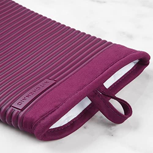 KITCHENAID Ribbed Soft Silicone Oven Mitt 2-Pack Set, 7.5"x13", Beet - Image 5