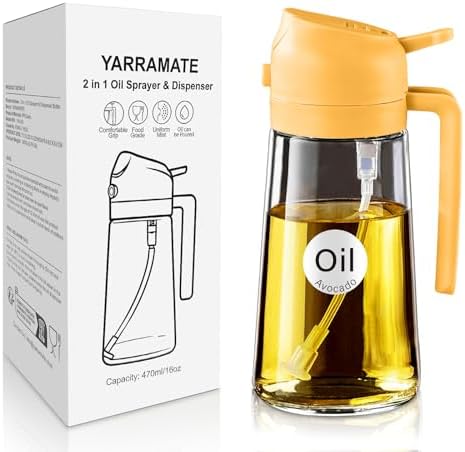 YARRAMATE 16 oz 2-in-1 Glass Olive Oil Sprayer for Cooking, Orange by YARRAMATE