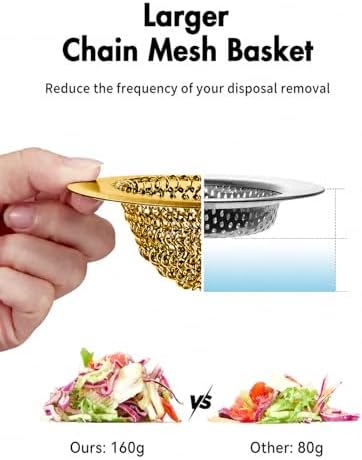 Kitchen Sink Drain Strainer,Patented Reversible Chain Mesh Basket, Gold - Image 5