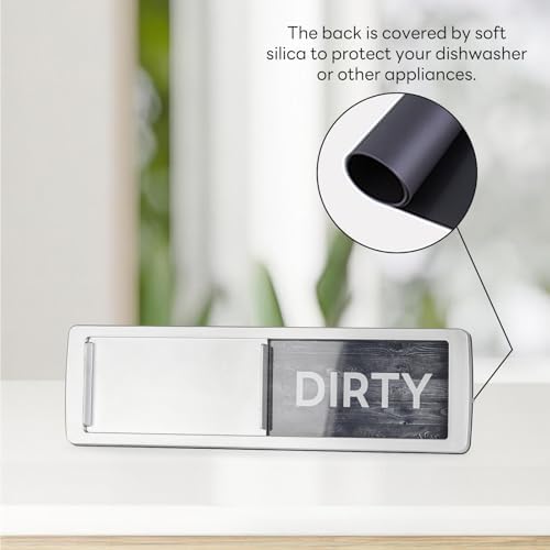 KitchenTour Dishwasher Magnet Clean Dirty Sign, Strong Magnet Clean Dirty Sign for Dishwasher, Farmhouse Wood Design Non-Scratch Dish Washer Indicator Kitchen Decor, Silver - Image 6