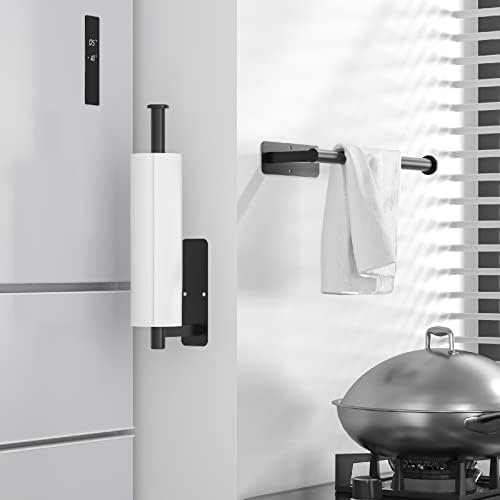 ASTOFLI Paper Towel Holder Under Cabinet No Drilling, Self Adhesive Paper Towel Holder Wall Mount for Kitchen Rack, Under Counter Napin Holder No Drill, 304 Stainless Steel Matte Black - Image 2