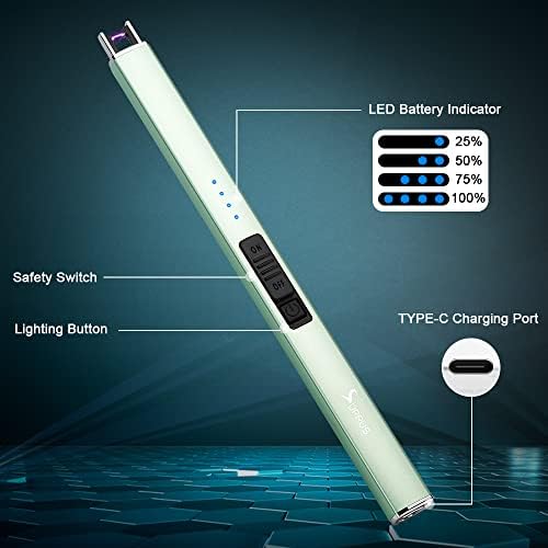 SUPRUS Electric Arc Windproof Flameless USB Lighter Rechargeable Lighter with Safety Lock for Candle BBQ Camping (Green, 3) - Image 2