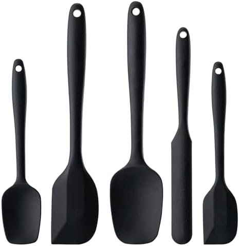 Silicone Spatula Set,5 Piece Food Grade Rubber Spatulas,Black by Hoewina