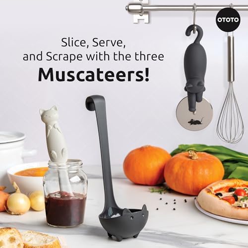 OTOTO Muscateers Bundle of Mary Cat, Katie, Kitty - Jar Scraper Spatula, Soup Ladle, Pizza Cutter - Cute Kitchen Accessories, Spooky Gothic Cat Gifts for Women, Kitchen Gifts, Halloween Gifts - Image 2