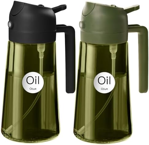 YARRAMATE 16 oz 2-in-1 Dark Glass Oil Sprayer & Dispenser, BlackOliveGreen by YARRAMATE
