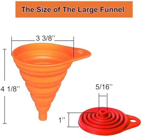 KongNai Kitchen Funnel Set, Small and Large, Kitchen Gadgets Accessories Foldable Silicone Collapsible Funnels for Filling Water Bottle Liquid Transfer Food Grade (6 Pack) - Image 2