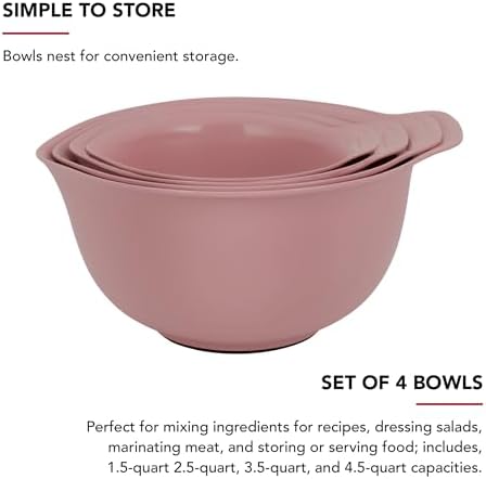 KitchenAid Universal Nesting Plastic Mixing Bowls, 1.5-quart, 2.5-quart, 3.5-quart, 4.5 quart, Set of 4 (Pack of 4) - Image 3
