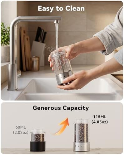 TOMEEM Rechargeable Electric Salt and Pepper Grinder Set, Battery Display - Image 6