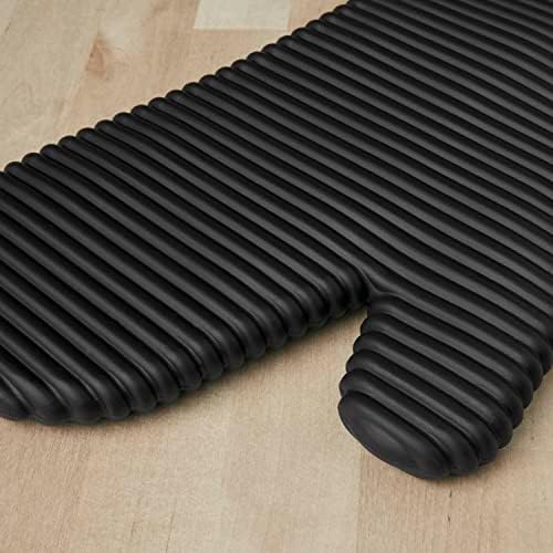 KITCHENAID Ribbed Soft Silicone Oven Mitt 2-Pack Set, Matte Black, 7.5"x13" - Image 3