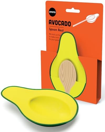 OTOTO Avocado Spoon Rest for Stove Top - Silicone Spoon Rest for Kitchen Counter, for Ladles, Tongs, Spatula Funny Cool Cute Kitchen Gifts Gadgets Accessories by OTOTO